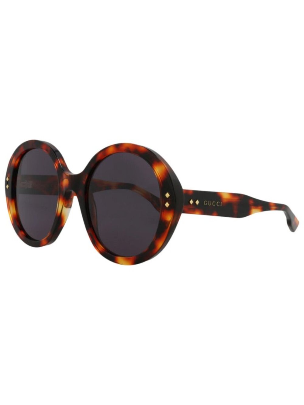 New Gucci Women's Sunglasses Round Oval Acetate Frame Havana Havana Smoke